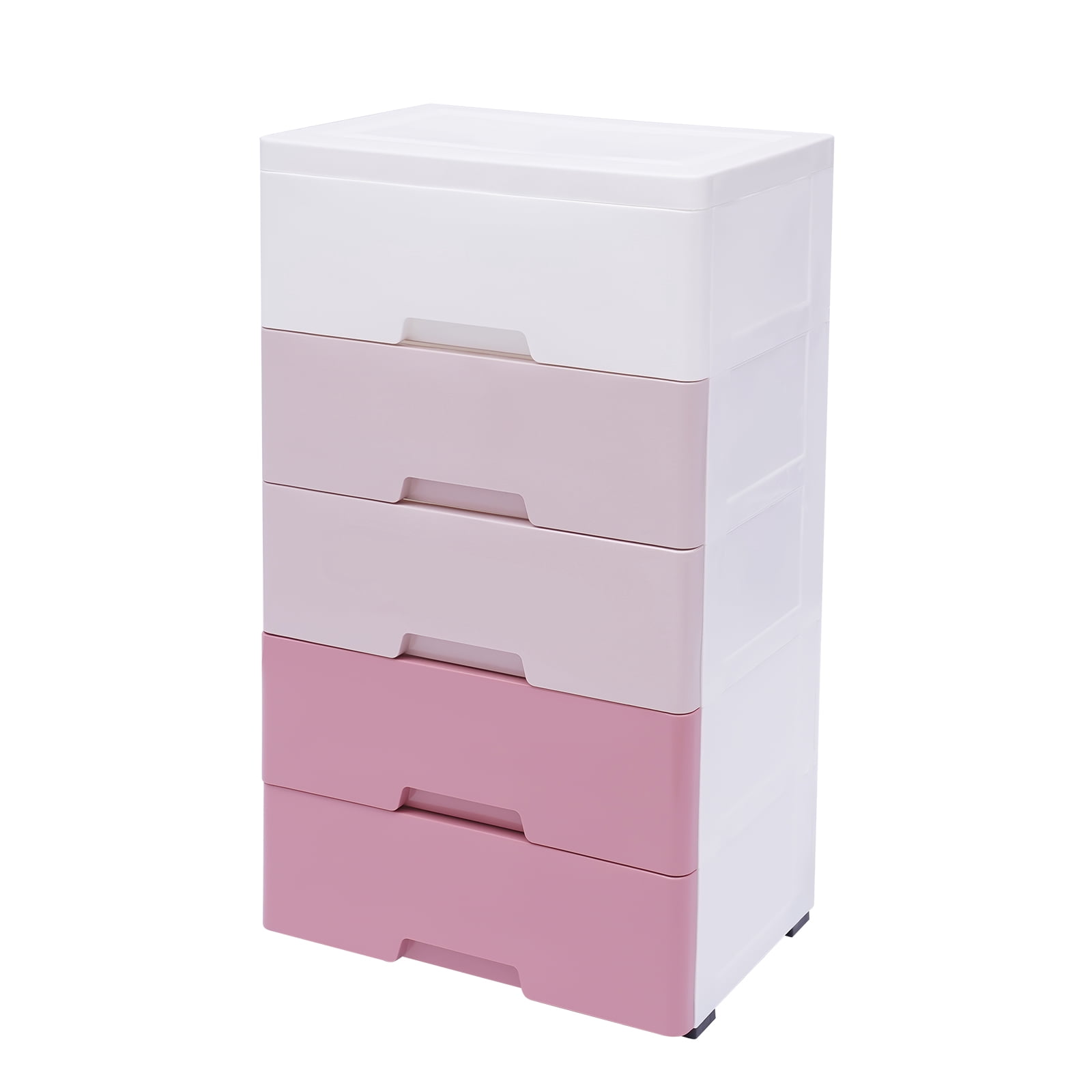 YIYIBYUS Plastic Drawer Storage Cabinet Pink Dresser Clothes Closet Bedside Table Organizer for Entryway Bedrooom Furniture