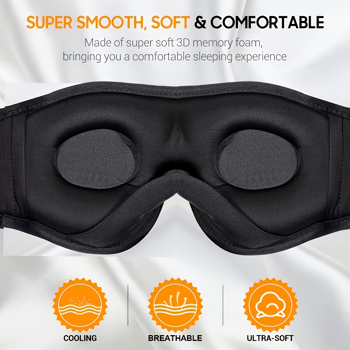 1pc Sleep Mask With BT Headphones, LC-dolida Sleep Headphones Sleep Mask 3D Sleeping Headphones For Side Sleepers Best Gift And Travel Essential