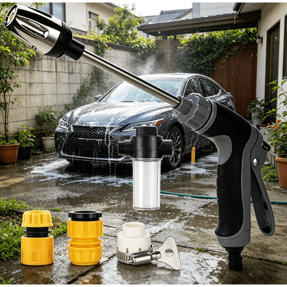 Hose Hawk Pro Pressure Washer, No Power Needed High-Pressure Water Jet, 3 Adjustable Modes for Car Washing, Garden & Window Cleaning