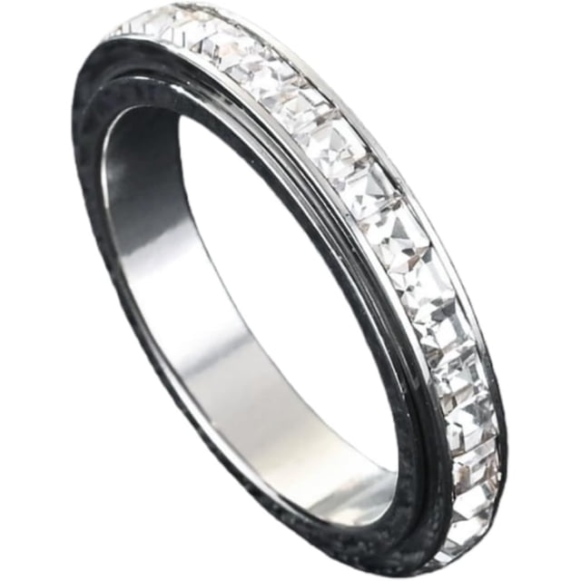 Spinner Relieving Anxiety Cubic Zirconia Stackable Fidget Band Ring Titanium Steel Stainless Steel Roman Numeral Finger Rings Anxiety Relief for Women Men Jewelry