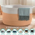 thumbnail image 7 of Organizix XXXXL Large Round Cotton Rope Storage Basket Bin Organizer Laundry Hamper with Handles, 21 x 21 x 14, Extra Large Blanket Woven Toy Basket, Brown, 7 of 7