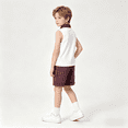 thumbnail image 4 of Boys Summer Outfit Set, Sleeveless Polo Shirt & Plaid Shorts Preppy Style 2-Piece Clothing Set for Toddler Boys（7-8Y）, 4 of 12