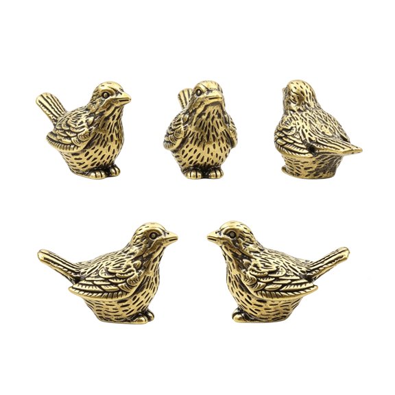 QZS Mini Bird Shape Bath Disk Ornaments,4Pack Reusable Bird Figurines for Home,Vintage Metal Decor Ornaments for Home,Office,Cabinets