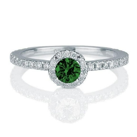 1.75 Carat 6mm Round Cut And Moissanite Diamond Halo Engagement Ring in 10k White Gold