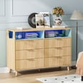 thumbnail image 4 of UBesGoo Fluted 6 Drawer Dresser with LED Lights, Modern Chest of Drawers Wood Dresser TV Stand, Double Dresser for Bedroom, Living Room, Hallway, 4 of 8