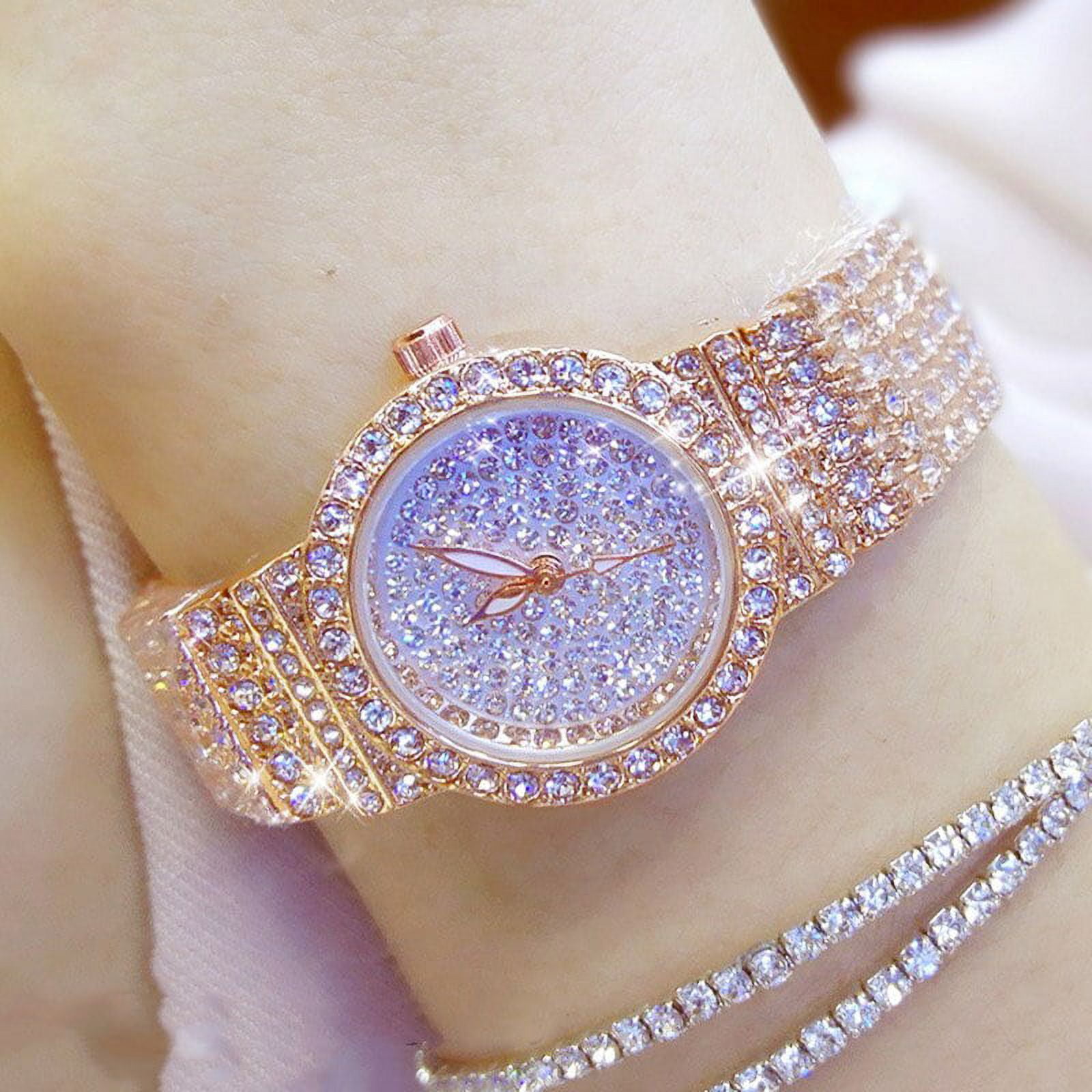 Kaufe BEE SISTER BS Damen Luxus Kleine Armbanduhren Kleid Gold Uhr Frauen  Kristall Diamant Uhren Edelstahl Silber Uhr Frauen Femme Quarzuhren