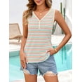 thumbnail image 6 of Merokeety Womens Summer Striped V Neck Button Down Casual Tank Top GreenRed xl, 6 of 6