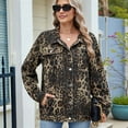 thumbnail image 5 of Women Casual Long Sleeve Lapel Button Outerwear Loose Boyfriend Style Jacket Fashion Denim Jacket Leopard Print S, 5 of 9