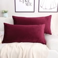 thumbnail image 2 of Unique Bargains 2-Pack Solid Velvet Decorative Throw Pillow Covers Burgundy 16"x31", 2 of 8