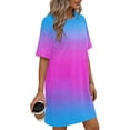 thumbnail image 4 of YHAJDS Short Sleeve Round-Neck Dress for Women Gradient Color Casual Pocket Tunic Summer, 4 of 5