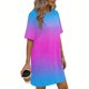 thumbnail image 2 of Mujeres Manga Corta Tops Impresión Casual Cuello Redondo Vendaje Vestido Falda de las Señoras, Vestido de Manga Corta para las Mujeres Primavera Verano Uso Diario, 2 of 6
