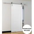 thumbnail image 3 of Sliding Barn Door 42 x 84 with Stainless Steel 8ft Hardware | Quadro 4115 White Silk | Top Mount Rail Hangers Sturdy Silver Set | Wooden Solid Panel Interior Doors, 3 of 6