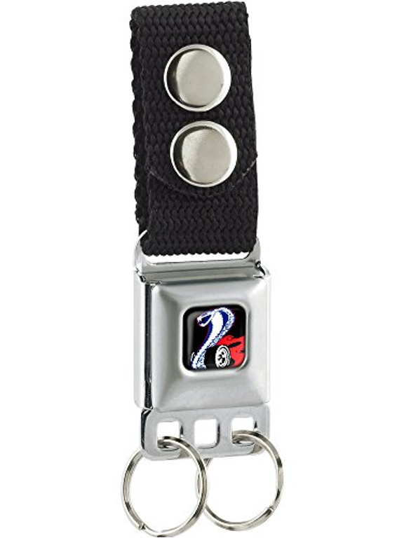 Flaming Cobra Jet Logo Full Color Black/Red/White/Blue Seatbelt Buckle Keychain