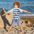 thumbnail image 3 of FORMRS Boys Rash Guard Short Sleeves Swim Shirt Quick Dry UPF 50+ Sun Protection, Sizes 3-12T, Blue Sailboats, 3 of 6