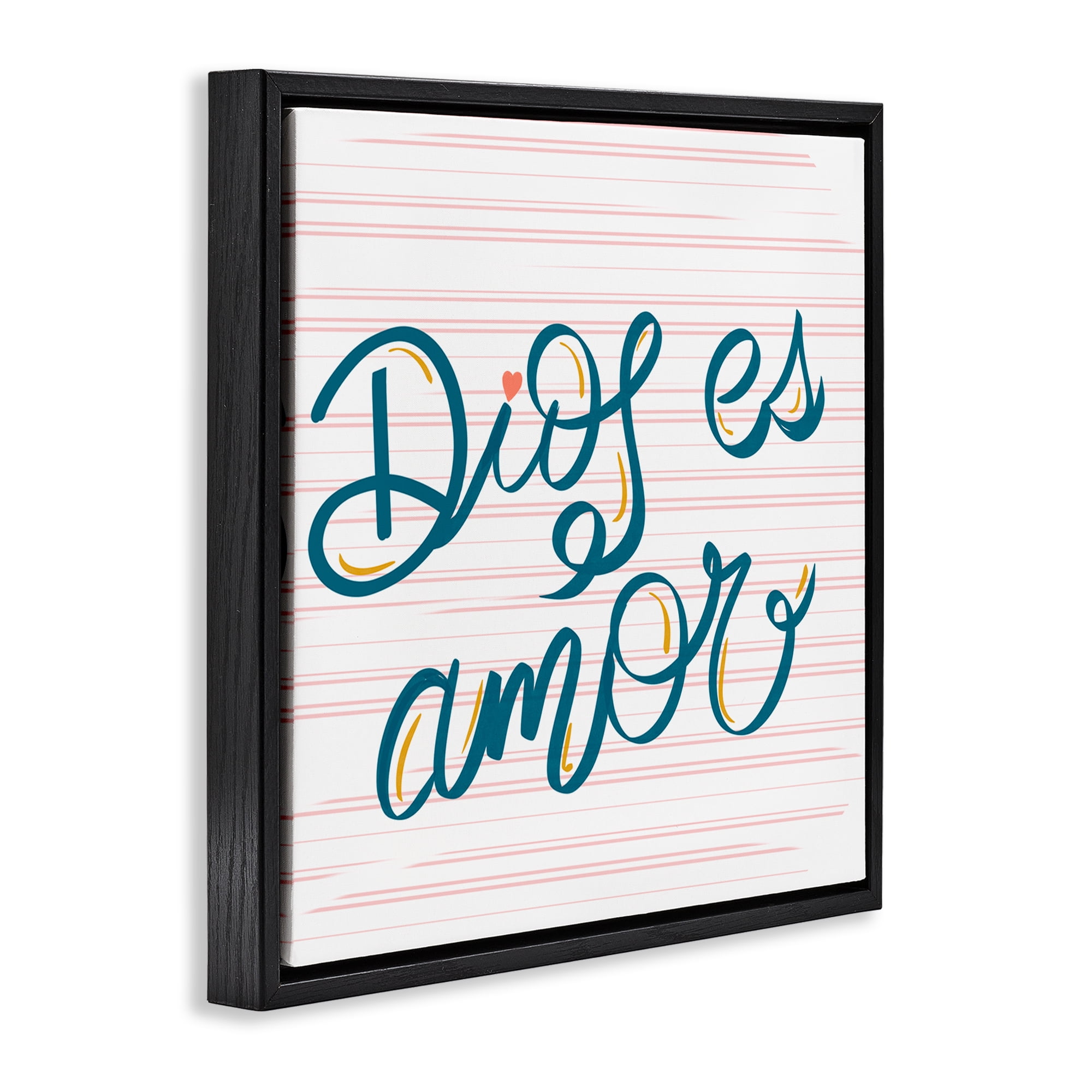 Stupell Industries Dios es Amor Inspirador Religious Quotes and Sayings Painting Black Floater Framed Art Print Wall Art, 18 x 18
