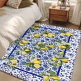 thumbnail image 4 of Lemon Flower Area Rugs 4x6 ft Summer Lemon Blue Floral Texture Washable Rug Non Slip Indoor Carpet Absorbent Floor Mat for Living Room Bedroom Dining Room, 4 of 9