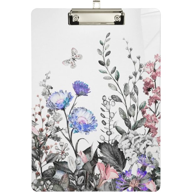 ZHANZZK Flowers Butterfly Retro Clipboard Hardboard Wood Nursing Clip