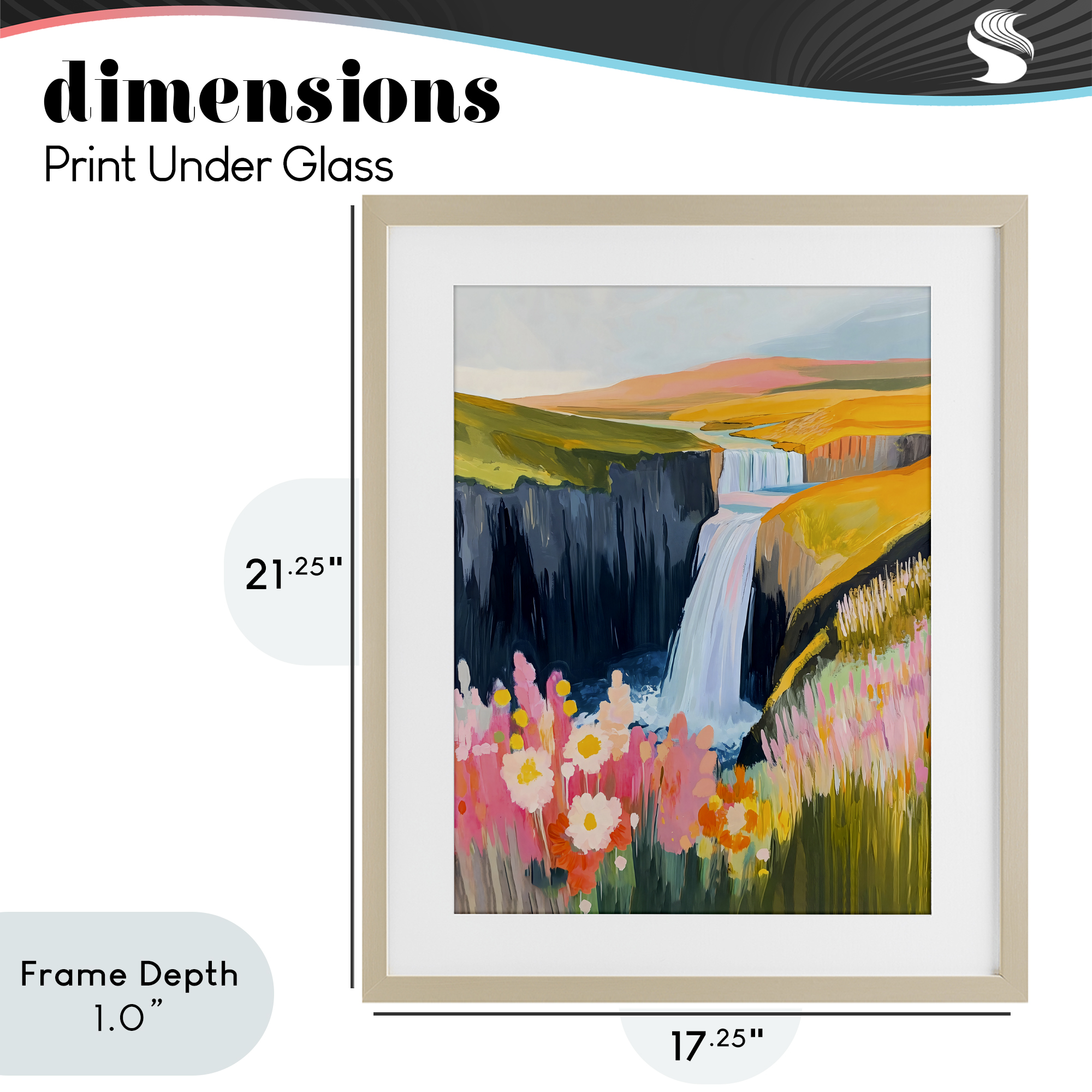 Stupell Industries Colorful Waterfall in Valley Birch Framed Print Under Glass, design by The Prints Vibe