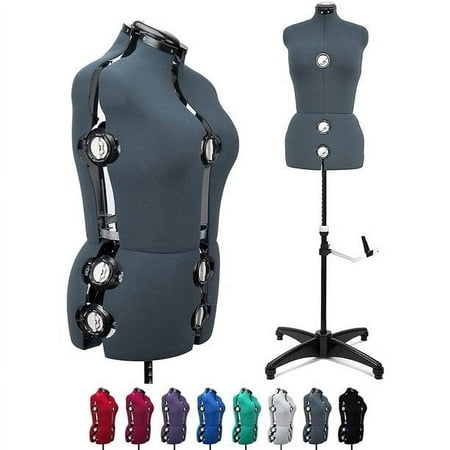 GEX 13 Dials Female Fabric Adjustable Mannequin Dress Form for Sewing, Mannequin Body Torso with Stand, Up to 70" Shoulder Height Darkgray (Large)