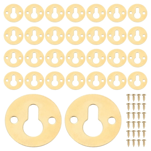 60Pcs Round Keyhole Picture Frame Hangers, 23mm Metal Keyhole Hanger, Gold