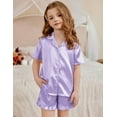 thumbnail image 2 of Oudiya Girls 2 Piece Pajamas Set Silk Satin Button Down Pjs Ruffle Sleepwear for Kids 5-13Y, 2 of 6