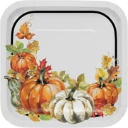 WAY TO CELEBRATE! Traditional Thanksgiving Paper Dinner Square Plates 7 in, 10 Count