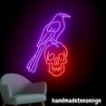 thumbnail image 4 of Handmadetneonsign Raven On Skull Neon Sign, Raven Wall Art Decor, Raven Skeleton Home Wall Decor 038823, 4 of 5