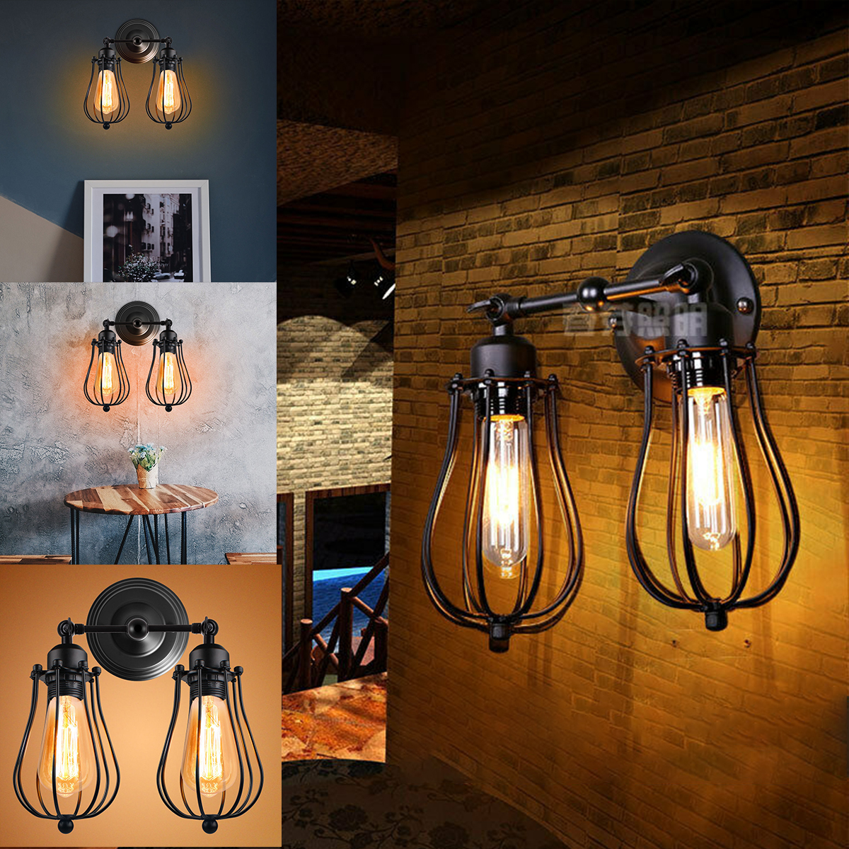 ZMH Vintage Wall Light Indoor Wood and Glass Retro Wall lamp E27 Industrial Wall Lighting Rustic Lamp for Hallway Country Bedroom Living Room Dining Table 