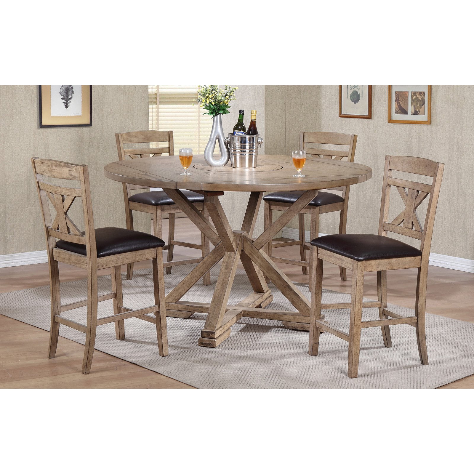 Winners Only Round Counter Height Dining Table With Lazy Susan