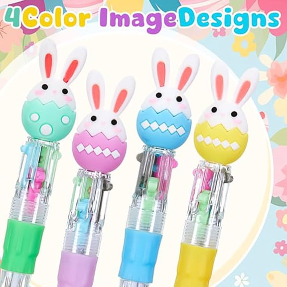WUXIAB Adorable Themed Writing Pen,Festive Stationery Supply,Cute Ink Ballpoint,Daily Writing Accessory,4-in-1 Multicolor Kawaii Easter Ballpoint Pens 25 Pack,Cute Chicken Egg Gnome Shaped Stationery