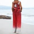 thumbnail image 4 of Women's Christmas Print Wide Leg Overalls - Strapless Tank With Pockets Casual Solid Color Onesie, Light Gray Size XL, 4 of 7