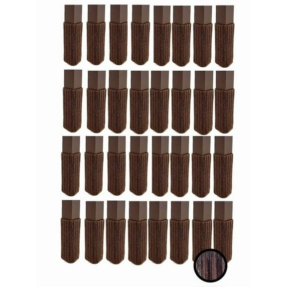 32 PC NancyProtectz Barstool Chair Leg Floor Protectors, Dark Brown with Grips Inside