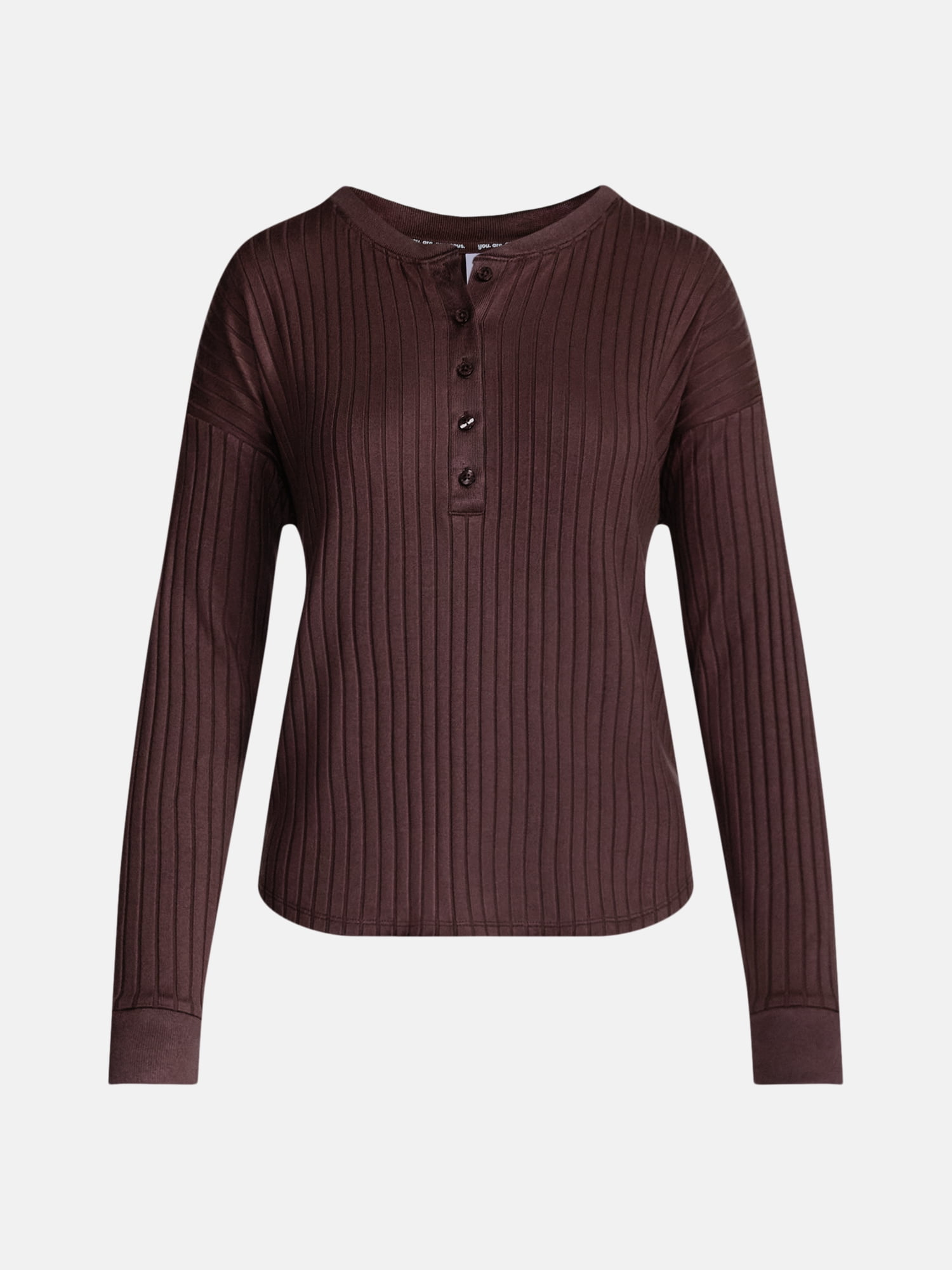 Joyspun Women's Cozy Lounge Collection Hacci Long Sleeve Henley Sleep Top, Sizes XS to 3X
