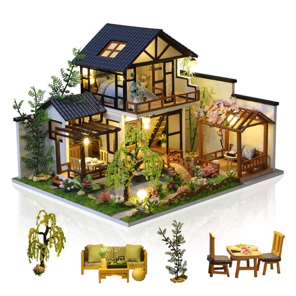 Kit de casa de muñecas en miniatura GudoQi Traditional Courtyard House