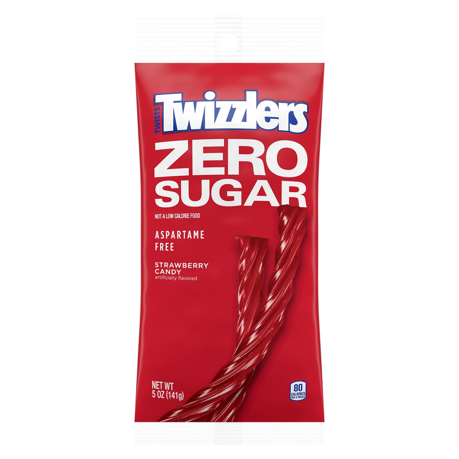 TWIZZLERS Twists Strawberry Flavored Sugar Free Chewy Candy, Low Fat, 5 oz, Bag
