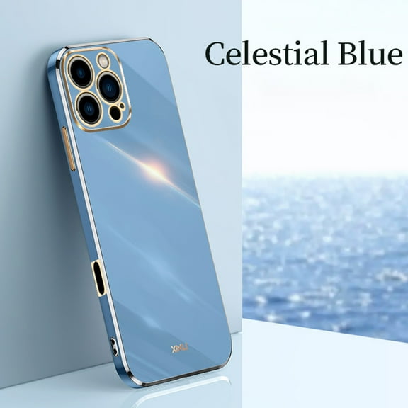 Allytechgroup for Apple iPhone 16 Pro Case, Electroplating Design Shockproof Slim Fit Anti-Scratch Bumper Phone Case Cover for iPhone 16 Pro for Women Men, Blue