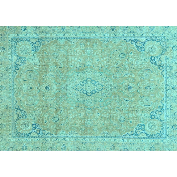 Ahgly Company Indoor Rectangle Abstract Light Blue Modern Area Rugs, 7' x 10'