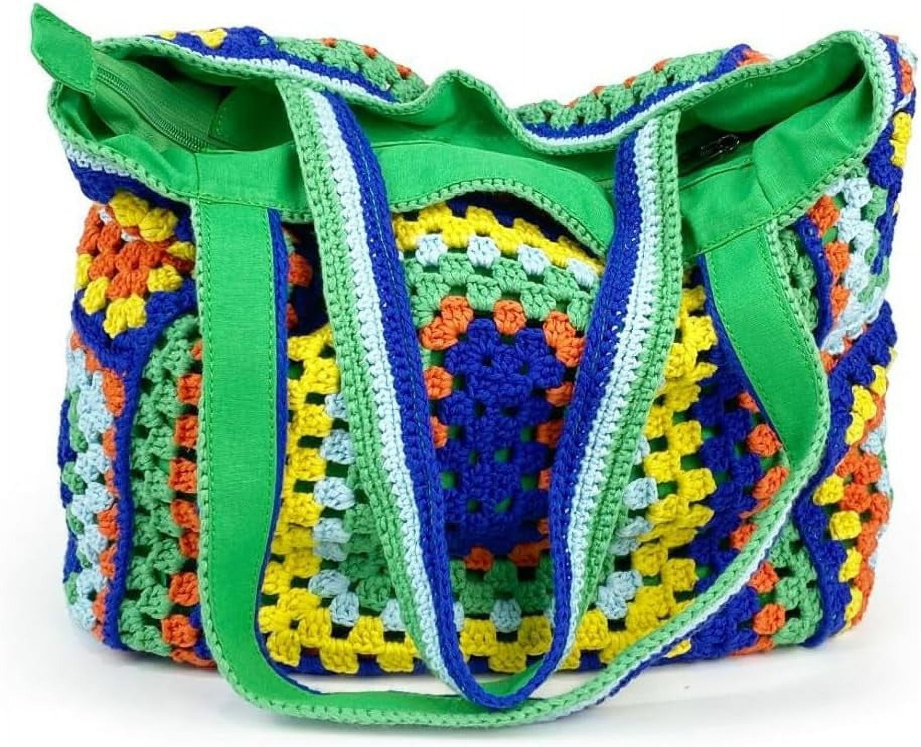 Knitted Shouder Bags for Women Crochet Handbag Colorful Summer Totes Oversized Hobo Bag Woven Top Handle Purse