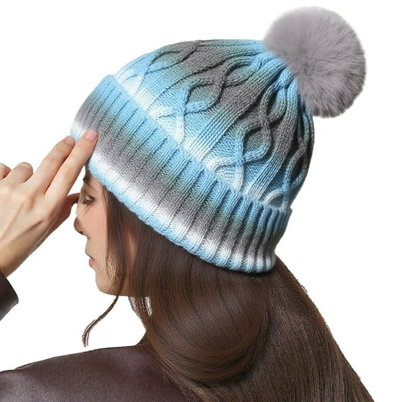 Chuancc Winter Hats For Women Cute Beanies For Women Xmas Ski Knit Warm Hat Cute Winter Hats For Women Winter Beanies For Women Womens Beanie Winter Hat Thermal Pullover Hat Dark blue One Size