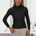 thumbnail image 2 of RMGVDSD Women's Turtleneck Long Sleeve Sweaters Autumn Winter Casual Basic Thermal Underwear Tops Solid Color Trendy Casual Sweater Tops /Black, 2 of 9