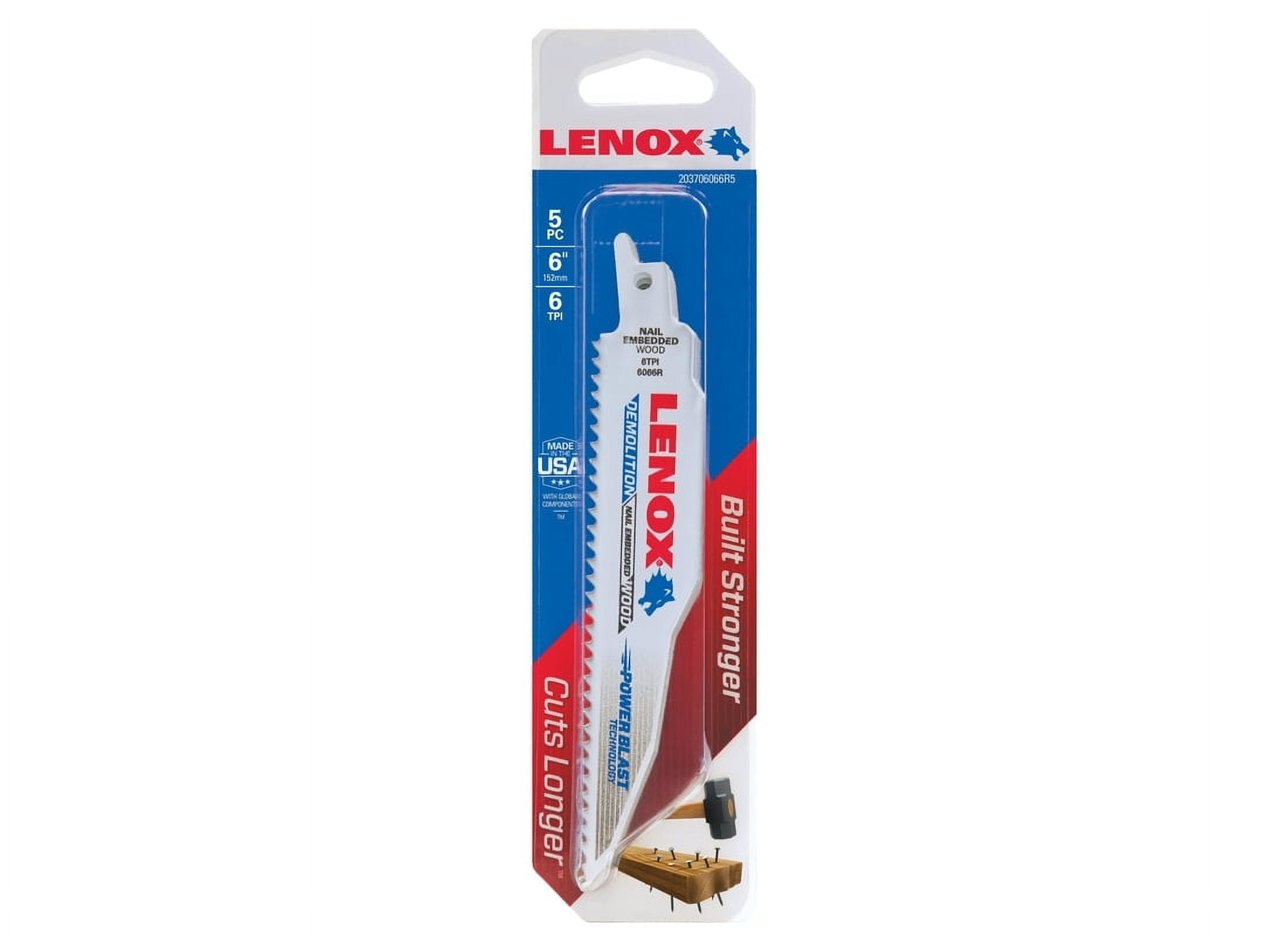 Lenox 6 in. Bi-Metal Reciprocating Saw Blade 6 TPI 5 pk