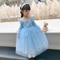 thumbnail image 2 of Girls Elsa Tulle Princess Costume Dress Long Sleeve Fancy Birthday Party Gown, 2 of 7