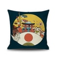 thumbnail image 3 of Funda de cojín japonesa Fuji Ukiyo-e, funda de almohada, decoración para sofá, coche, hogar, cama, 45 x 45 cm, juego de 4 piezas (estilo japonés B), funda de almohada de lino estilo japonés Ukiyoe Rojo Verde, 3 of 5