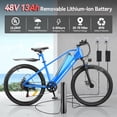 thumbnail image 4 of ZNH 1000W Peak Powerful Electric Bike for Adults, Max 20MPH, Class 2 E‑Bicycle w 48V 13AH Removable Battery, 26'' Electric Mountain Bike for Men, UL2849, 7‑Speed, Blue, 4 of 11