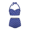 thumbnail image 3 of Suhoaziia Women Bathing Suits Two Piece Light & Soft Round Spots High Waist Bikini with Adjustable Straps Size 2XL Crisscross Lace Up Halter Ruched Bathing Suits, 3 of 6