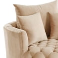 thumbnail image 3 of Benjara Swivel Accent Chair with Curved Design and Button Tufting- Beige, 3 of 7