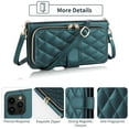 thumbnail image 5 of Furiet Argyle Wallet Case Compatible with iPhone 16 Pro Max 6.9 inch with Wrist/Shoulder Strap Card Slots Zipper Purse PU Leather Stand Phone Cover for i Phone16 16Pro i16 ProMax 16ProMax Green, 5 of 8