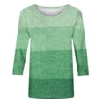 thumbnail image 4 of FAIWAD Hauts d'Été à Manches 3/4 pour Femmes, T-Shirt à Col Rond Imprimé Rayé, Blouse Ample Grande Taille, 4 of 4