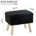 thumbnail image 3 of IVV Rectangular Storage Ottoman with Teddy Fleece Upholstery & Solid Wood Legs, Foot Stool Bench for Entryway or Bedroom, 15.7” x 11.8” x 12.9”, Black, 3 of 7