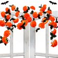 thumbnail image 3 of RuiJiao Halloween Day of the Dead Plastic Fake Flower Rattan Sticks, Multicolor 290cm Wreath for Mantel, Staircase and Table Decorations, 3 of 8